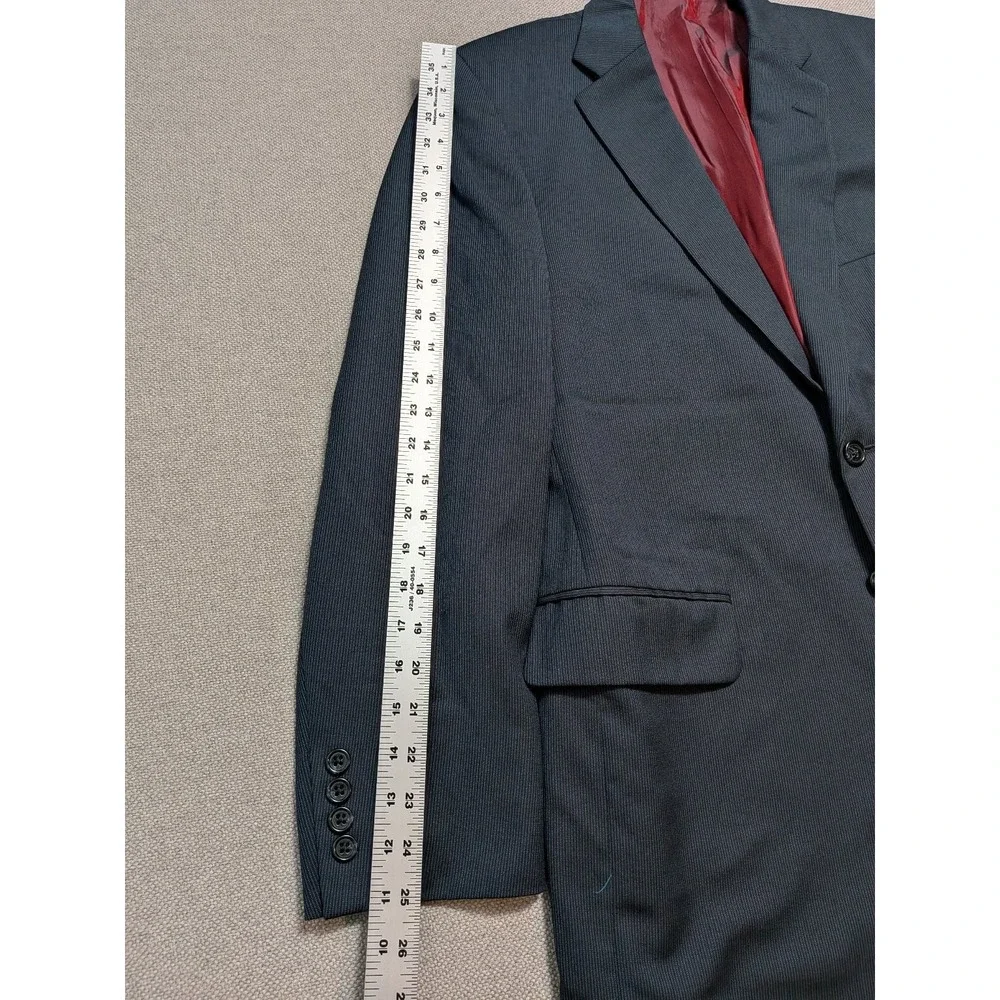 Tom James Men's Blazer 40R Charcoal Pinstripe Wool Executive Collection Vintage